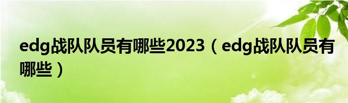 edg战队队员有哪些2023（edg战队队员有哪些）