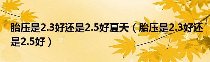 胎压是2.3好还是2.5好夏天（胎压是2.3好还是2.5好）