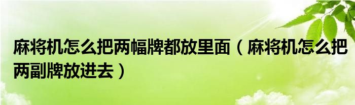 麻将机怎么把两幅牌都放里面（麻将机怎么把两副牌放进去）