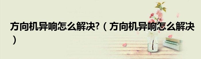 方向机异响怎么解决?（方向机异响怎么解决）