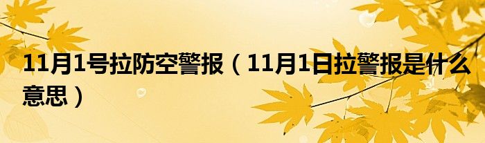 11月1号拉防空警报（11月1日拉警报是什么意思）