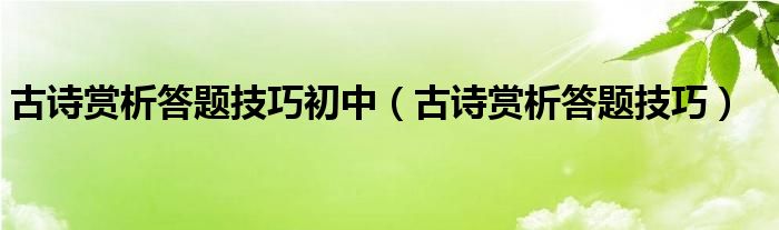 古诗赏析答题技巧初中（古诗赏析答题技巧）