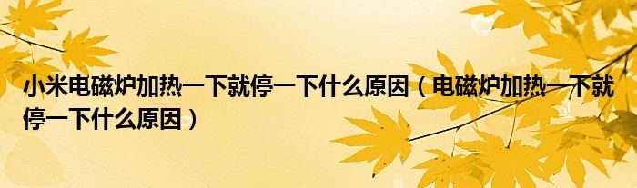 小米电磁炉加热一下就停一下什么原因（电磁炉加热一下就停一下什么原因）