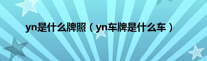 yn是什么牌照（yn车牌是什么车）