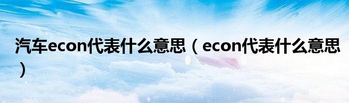 汽车econ代表什么意思（econ代表什么意思）