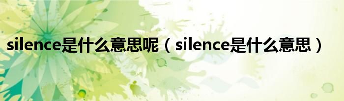 silence是什么意思呢（silence是什么意思）