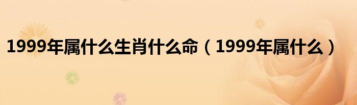 1999年属什么生肖什么命（1999年属什么）