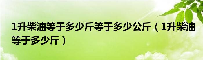 1升柴油等于多少斤等于多少公斤（1升柴油等于多少斤）