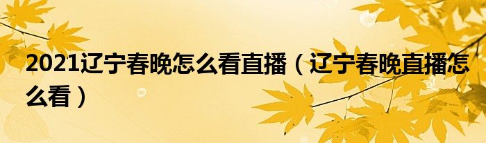 2021辽宁春晚怎么看直播（辽宁春晚直播怎么看）