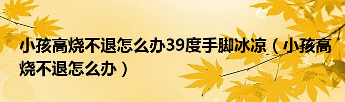 小孩高烧不退怎么办39度手脚冰凉（小孩高烧不退怎么办）