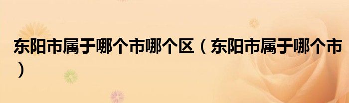 东阳市属于哪个市哪个区（东阳市属于哪个市）