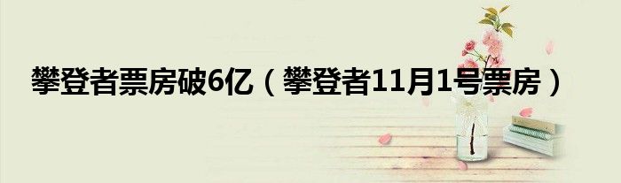 攀登者票房破6亿（攀登者11月1号票房）