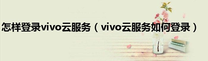 怎样登录vivo云服务（vivo云服务如何登录）