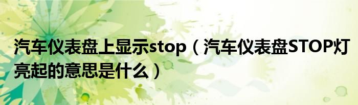 汽车仪表盘上显示stop（汽车仪表盘STOP灯亮起的意思是什么）