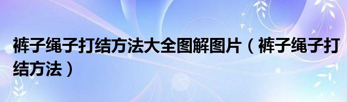 裤子绳子打结方法大全图解图片（裤子绳子打结方法）