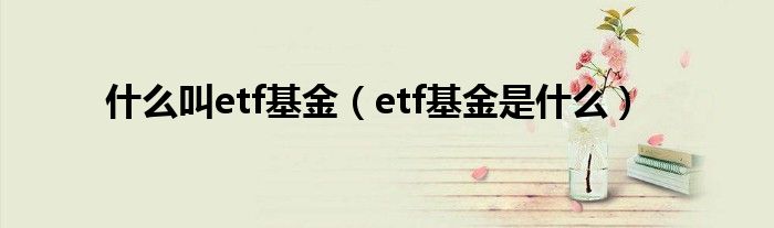 什么叫etf基金（etf基金是什么）