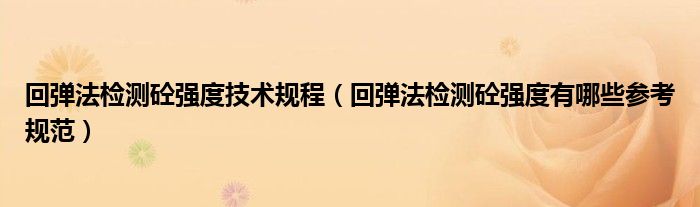 回弹法检测砼强度技术规程（回弹法检测砼强度有哪些参考规范）