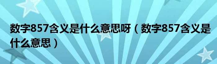 数字857含义是什么意思呀（数字857含义是什么意思）