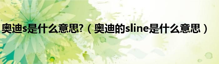 奥迪s是什么意思?（奥迪的sline是什么意思）