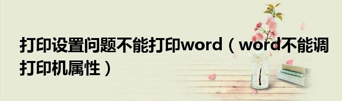 打印设置问题不能打印word（word不能调打印机属性）