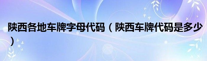 陕西各地车牌字母代码（陕西车牌代码是多少）