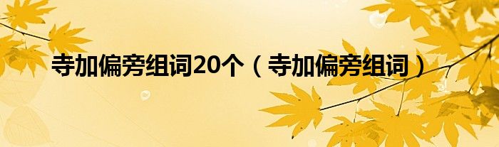 寺加偏旁组词20个（寺加偏旁组词）