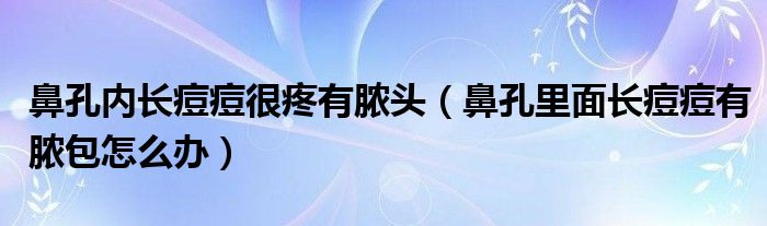 鼻孔内长痘痘很疼有脓头（鼻孔里面长痘痘有脓包怎么办）