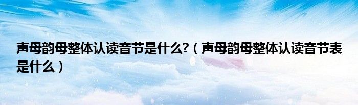 声母韵母整体认读音节是什么?（声母韵母整体认读音节表是什么）