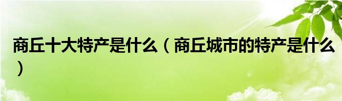 商丘十大特产是什么（商丘城市的特产是什么）