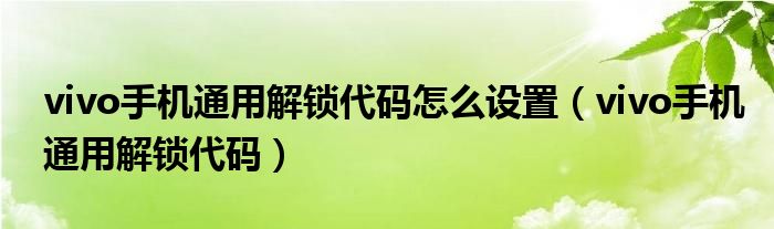 vivo手机通用解锁代码怎么设置（vivo手机通用解锁代码）