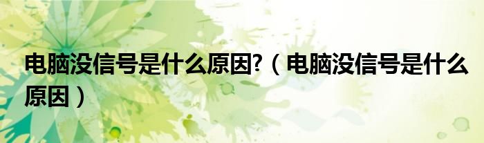 电脑没信号是什么原因?（电脑没信号是什么原因）