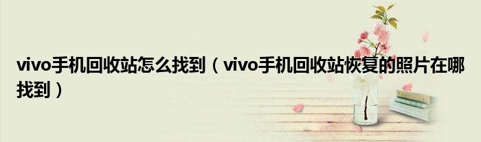 vivo手机回收站怎么找到（vivo手机回收站恢复的照片在哪找到）