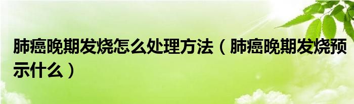 肺癌晚期发烧怎么处理方法（肺癌晚期发烧预示什么）