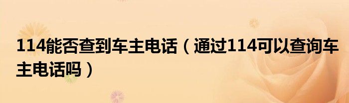 114能否查到车主电话（通过114可以查询车主电话吗）