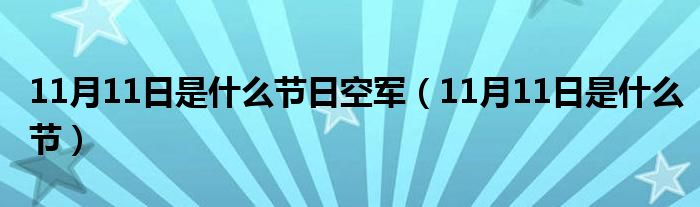 11月11日是什么节日空军（11月11日是什么节）