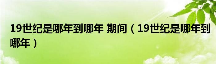 19世纪是哪年到哪年 期间（19世纪是哪年到哪年）