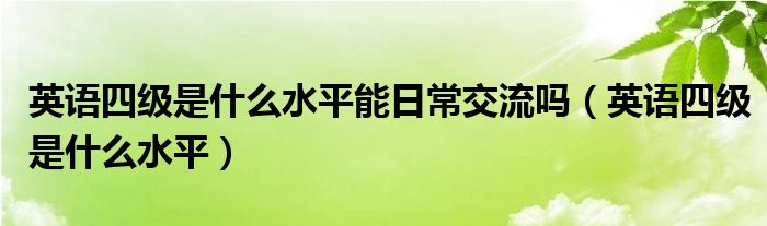 英语四级是什么水平能日常交流吗（英语四级是什么水平）