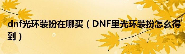 dnf光环装扮在哪买（DNF里光环装扮怎么得到）