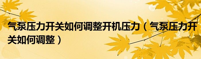 气泵压力开关如何调整开机压力（气泵压力开关如何调整）