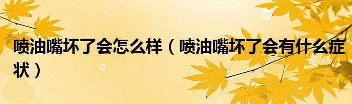 喷油嘴坏了会怎么样（喷油嘴坏了会有什么症状）