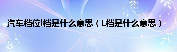 汽车档位l档是什么意思（L档是什么意思）