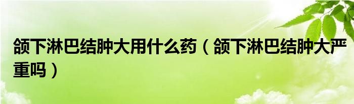 颌下淋巴结肿大用什么药（颌下淋巴结肿大严重吗）