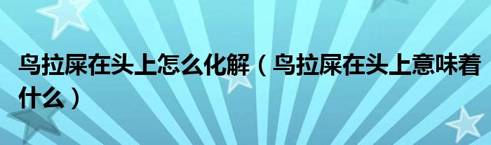 鸟拉屎在头上怎么化解（鸟拉屎在头上意味着什么）