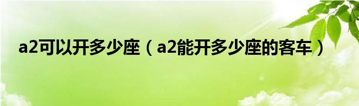 a2可以开多少座（a2能开多少座的客车）