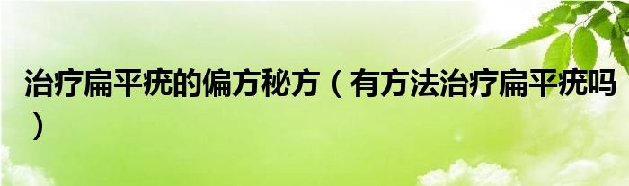 治疗扁平疣的偏方秘方（有方法治疗扁平疣吗）