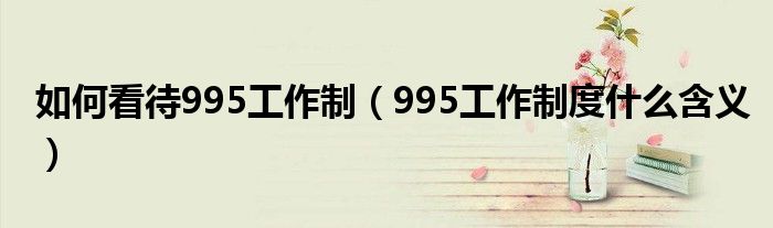 如何看待995工作制（995工作制度什么含义）