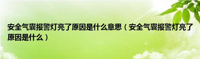 安全气囊报警灯亮了原因是什么意思（安全气囊报警灯亮了原因是什么）