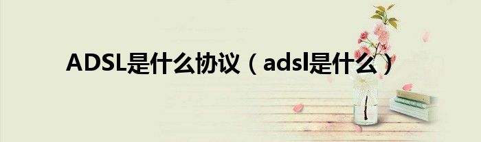 ADSL是什么协议（adsl是什么）