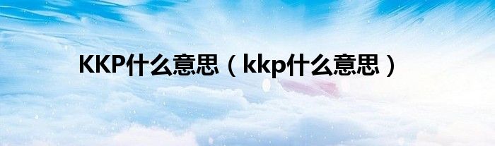 KKP什么意思（kkp什么意思）