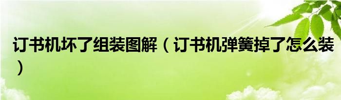 订书机坏了组装图解（订书机弹簧掉了怎么装）